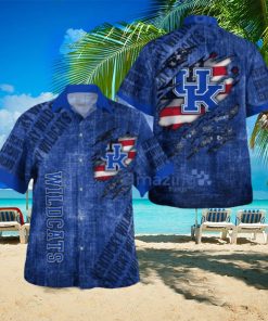 Kentucky Wildcats American Flag Retro Printed Button Down Tropical Hawaiian Shirt