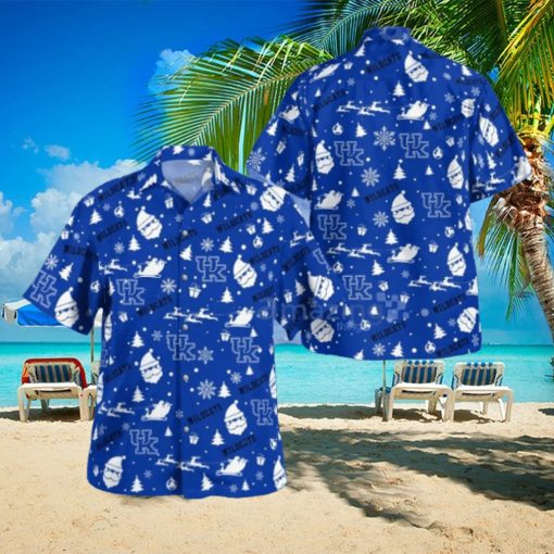 Kentucky Wildcats Christmas Pattern Button Down Tropical Hawaiian Shirt