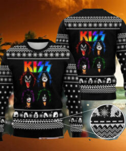 Kiss Band Black And White Pattern 2024 Ugly Christmas Sweater