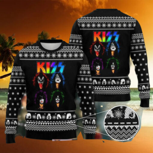 Kiss Band Black And White Pattern 2024 Ugly Christmas Sweater