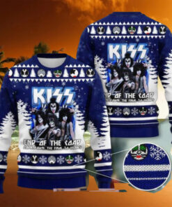 Kiss Band End Of The Final Road Countdown The Final 50 Shows Dark Blue Color 2024 Ugly Christmas Sweater