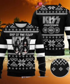 Kiss Band End Of The Road Vintage Pattern Black 2024 Ugly Christmas Sweater