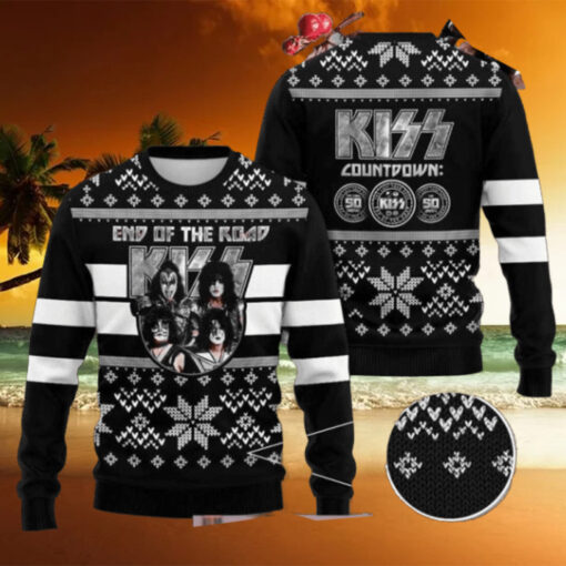 Kiss Band End Of The Road Vintage Pattern Black 2024 Ugly Christmas Sweater