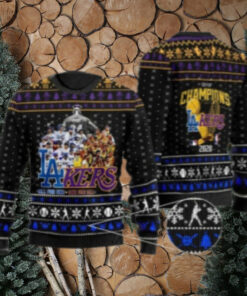 LA City of Champions Dodgers Lakers Ugly Christmas Sweater