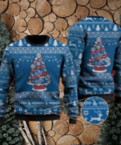 LA Dodgers Christmas Ugly Sweater With Baseball Tree Design