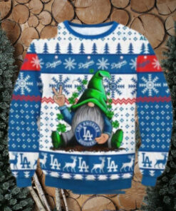 LA Dodgers Gnome Peace Sign Christmas Ugly Sweater