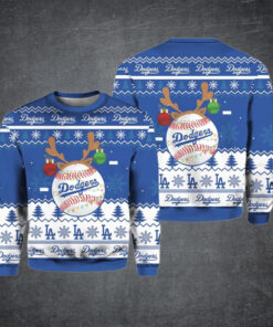 LA Dodgers Reindeer Ugly Christmas Sweater