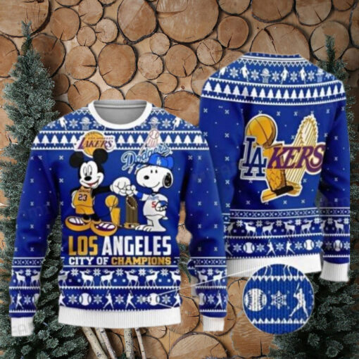 LA Lakers And Dodgers City Of Champions Ugly Sweater