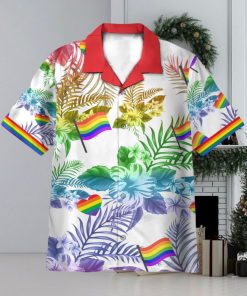 LGBT Flag Tropical Leaves Pattern 3D Hawaiian Shirt Summer Vaction Gift