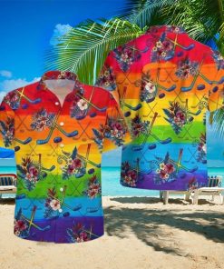 LGBT Proud Hockey Flowers Tropical Hawaiian Shirt For Hockey Lover