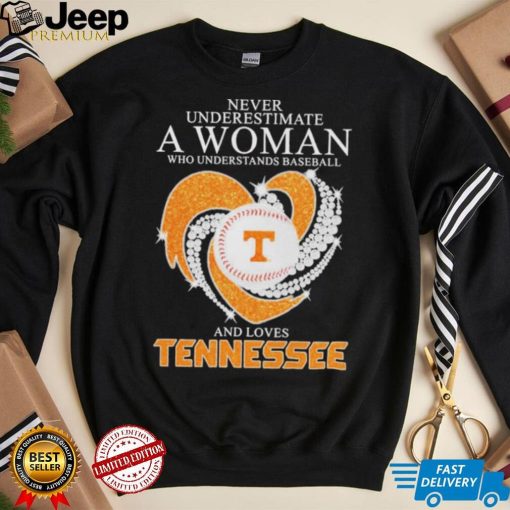 Never Underestimate a woman who understands baseball and loves Tennessee Vols 2024 National Champions heart diamond shirt