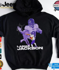 Lamar Jackson Baltimore Ravens NFL football stiff arm vintage shirt