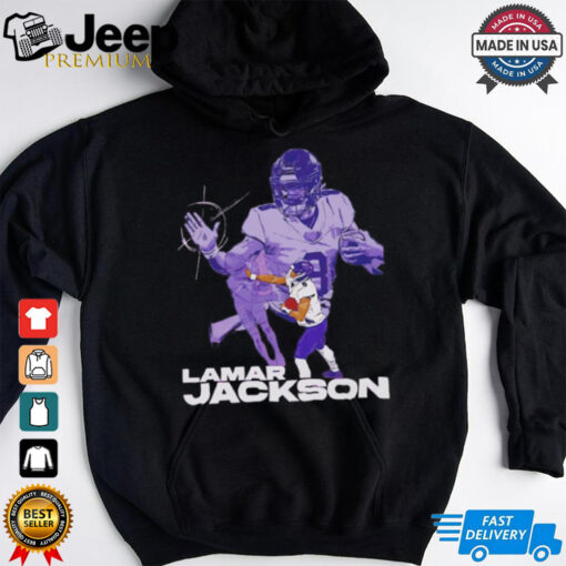 Lamar Jackson Baltimore Ravens NFL football stiff arm vintage shirt