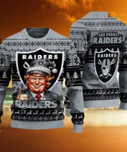 Las Vegas Raiders Christmas Donald Trump Knitted Sweater