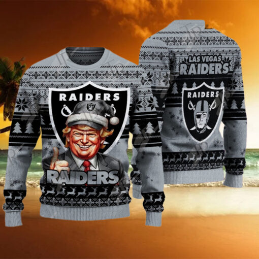 Las Vegas Raiders Christmas Donald Trump Knitted Sweater