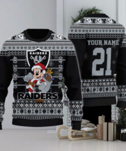 Las Vegas Raiders Mickey Mouse Santa Ugly Christmas Sweater