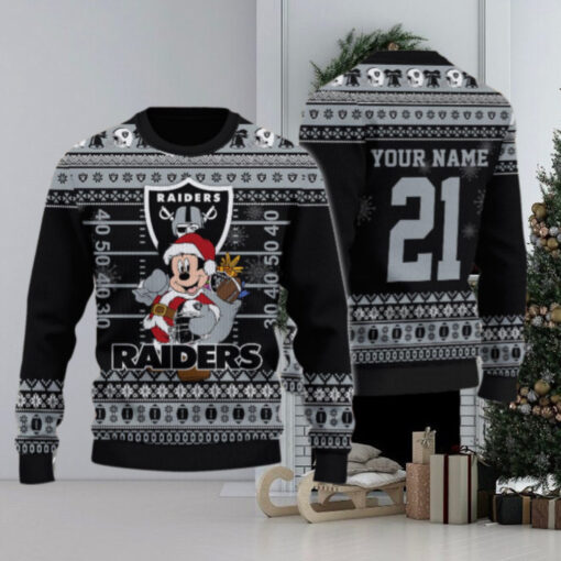 Las Vegas Raiders Mickey Mouse Santa Ugly Christmas Sweater