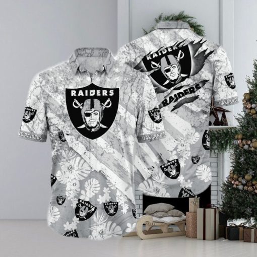 Las Vegas Raiders NFL SAS Floral Print American Flag Beach Hawaiian Shirt For Fans Gift New Shirt Holiday