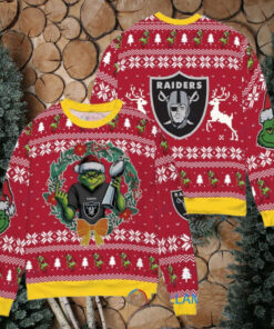 Las Vegas Raiders x Grinch NFL Dr. Seuss How the Grinch Stole Christmas with Super Bowl Trophy Ugly Christmas Sweater Red