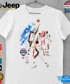 LeBron James and Stephen Curry Paris 2024 Team USA signatures 2 sides shirt