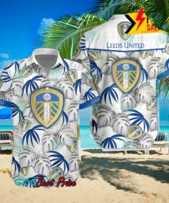 Leeds United FC Big Logo Tropical Leaves Hawaiian Shirt And Shorts