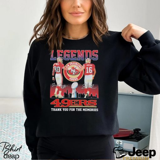 Legends Jerry Rice and Joe Montana 49ers thank you for the memories shirt