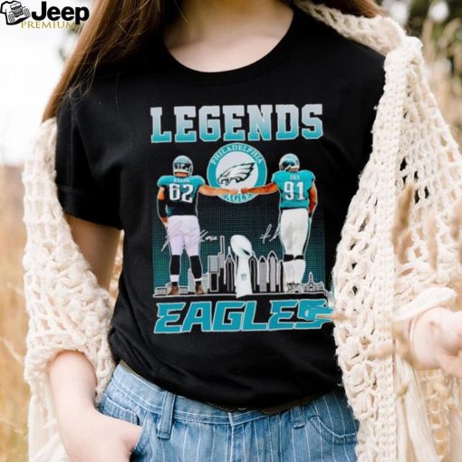 Legends Travis Kelce and Fletcher Cox Eagles signatures shirt