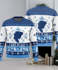 Let It Go Elsa Frozen Disney Xmas Gift For Family 2024 Ugly Christmas Sweater