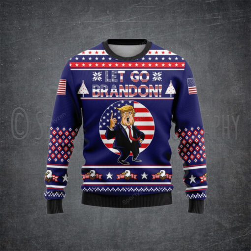 Let’s Go Brandon FJB Trump Eagle Christmas Sweater – Unisex Funny Winter Holiday Ugly Christmas Sweater