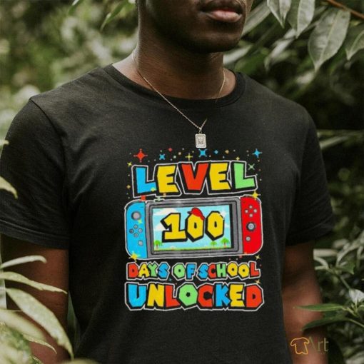 Level 100 Days Of School Unlocked Gamer Video Games Shirt