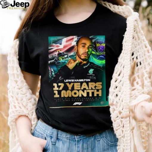 Lewis Hamilton 17 Years 1 Month Since His First Career Win All Time Record Interval F1 shirt