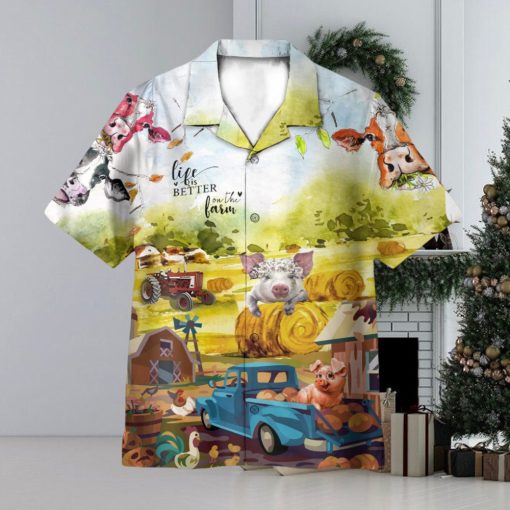 Life Is Better On The Farm Happy Farmer 3D Hawaiian Shirt Summer Vaction Gift