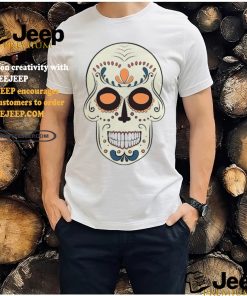 Light Yellow Sugar Skull With Flowers T Shirt