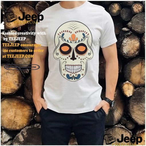 Light Yellow Sugar Skull With Flowers T Shirt