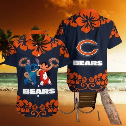 Lilo And Stitch Chicago Bears Hawaiian Shirt