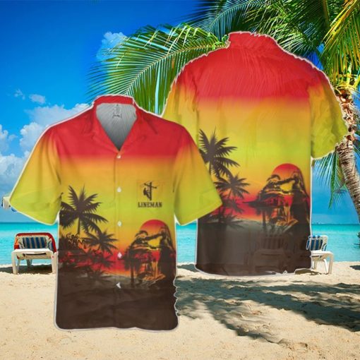 Lineman Sunset Pocket Hawaiian Shirt Beach Shirt For Men Women