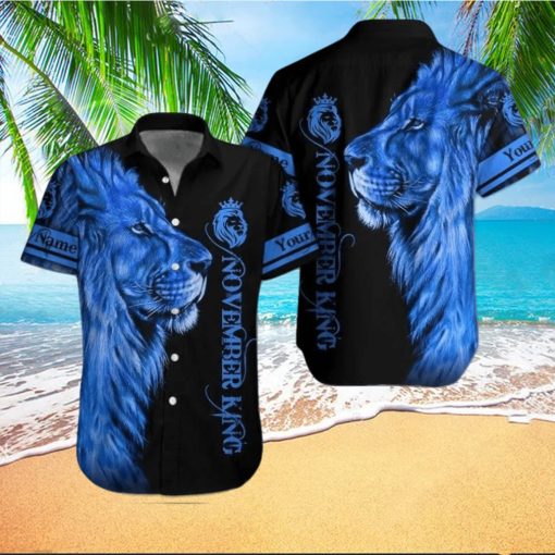 Lion November Guy Custom Name Hawaiian Shirt