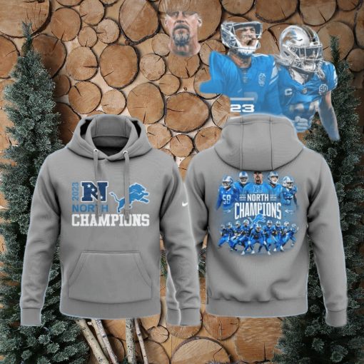 Lions 2023 Nfc North Division Champions 3D Gray Hoodie Jogger Set Hoodie