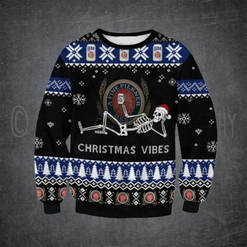 Lite Christmas Vibes Skull Ugly Christmas Sweater