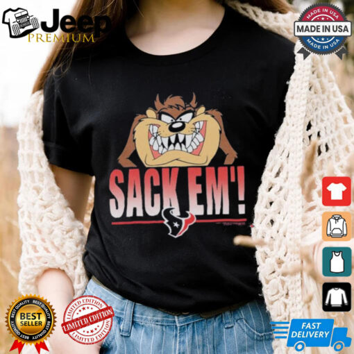 Looney Tunes Taz Tasmania Sack Em’ x Houston Texans T Shirts