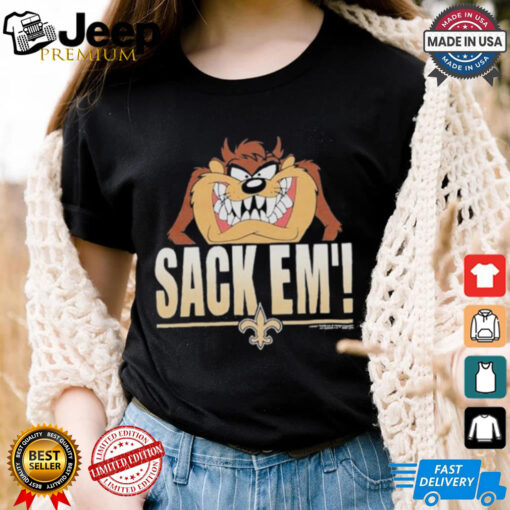 Looney Tunes Taz Tasmania Sack Em’ x New Orleans Saints T Shirts