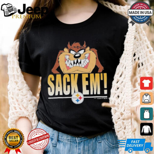 Looney Tunes Taz Tasmania Sack Em’ x Pittsburgh Steelers T Shirts