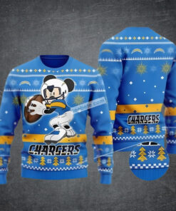 Los Angeles Chargers Mickey Mouse Blue Plus Size Ugly Christmas Sweater