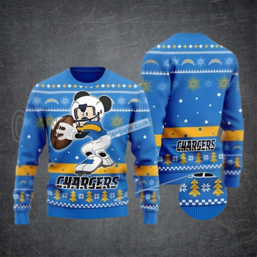 Los Angeles Chargers Mickey Mouse Blue Plus Size Ugly Christmas Sweater