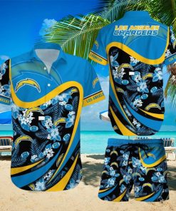 Los Angeles Chargers NFL SAS Tropical Pattern Luau Summer Beach Team Hawaiian Shirt And Short For Mem Women Gift