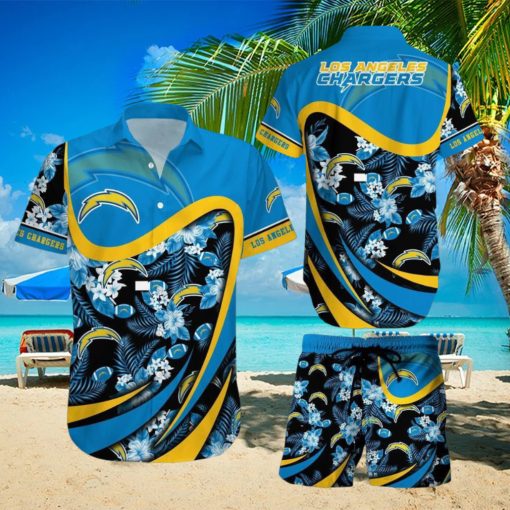 Los Angeles Chargers NFL SAS Tropical Pattern Luau Summer Beach Team Hawaiian Shirt And Short For Mem Women Gift