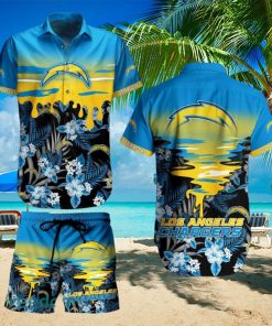 Los Angeles Chargers NFL SAS Tropical Pattern Tropical Summer Beach Team Hawaiian Shirt And Short For Mem Women Gift