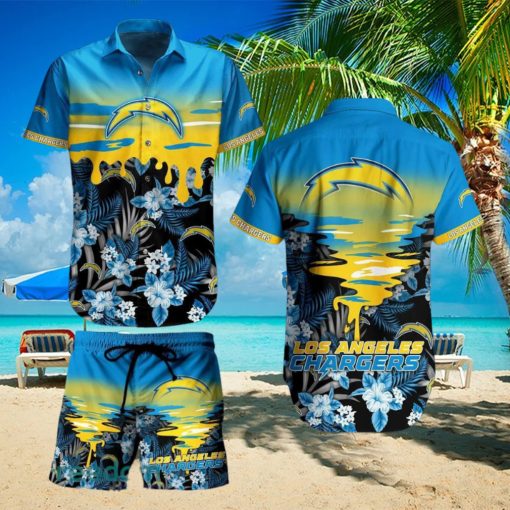 Los Angeles Chargers NFL SAS Tropical Pattern Tropical Summer Beach Team Hawaiian Shirt And Short For Mem Women Gift