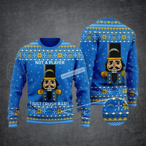 Los Angeles Chargers Not A Player I Just Crush Alot Blue Ugly Sweater Christmas Party