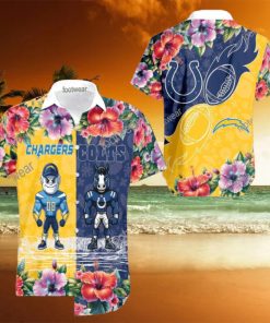 Los Angeles Chargers VS NFL Indianapolis Colts Mascot Luxury 3D Hawaiian Shirt For Summer